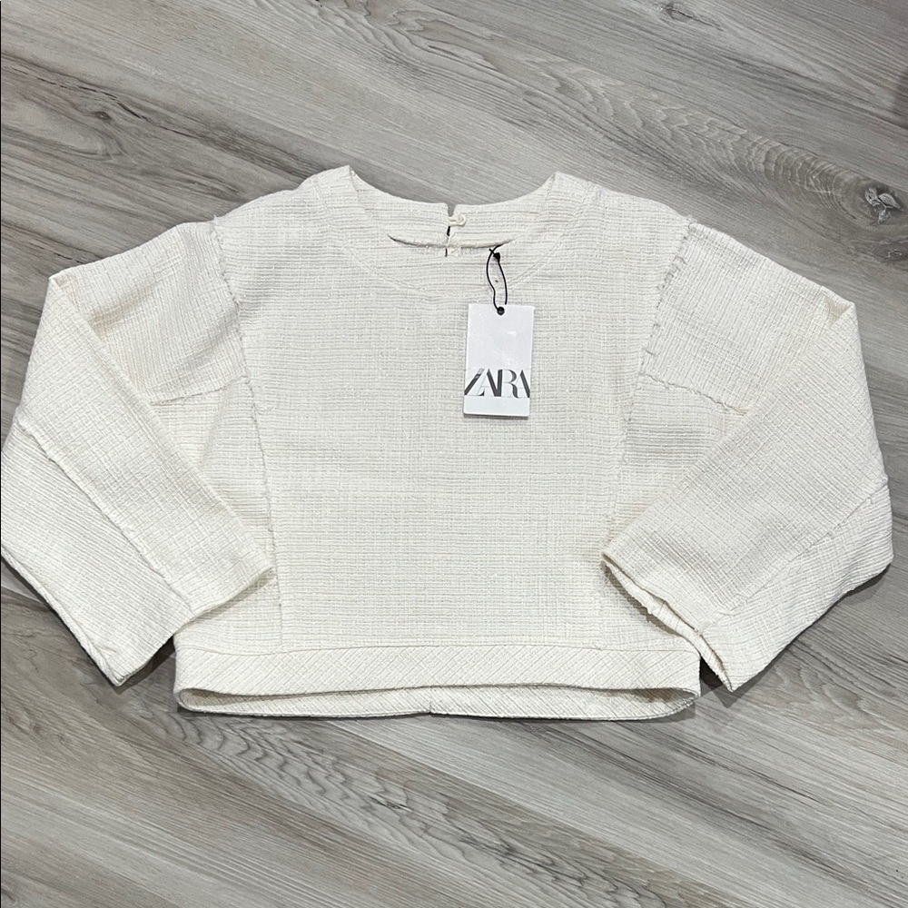 ZARA Off-White Textured Boxy Top, NWT, size girls 9/10